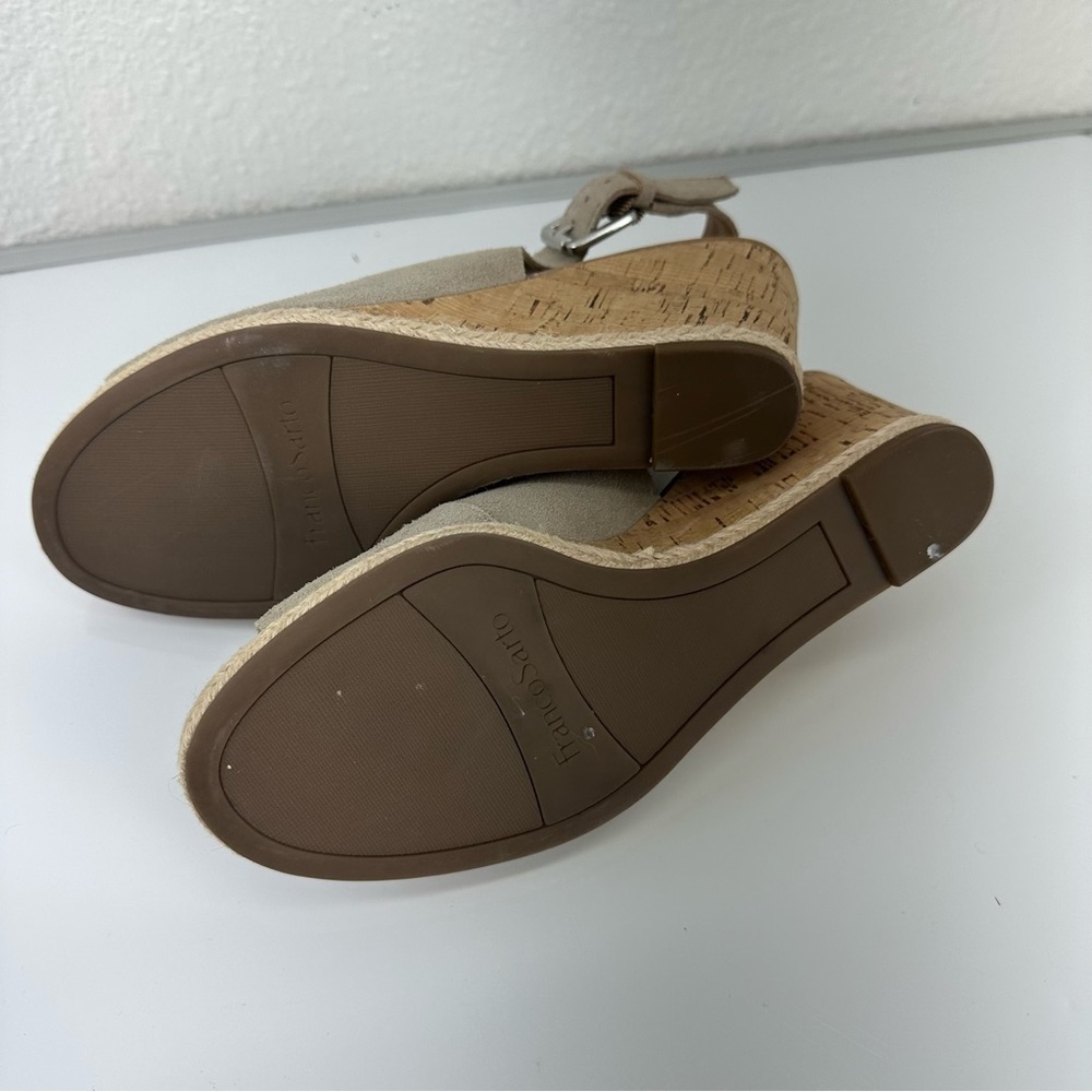 Franco Sarto Julien suede wedge Sandal Taupe Espadrilles 9.5 casual boho western - Picture 8 of 8